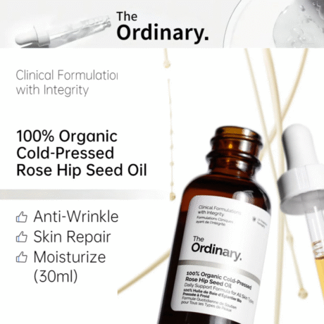 The Ordinary 100% Organic Cold-Pressed Rose Hip Seed Oil – Face Oil for Scars, Pigmentation & Anti-Aging