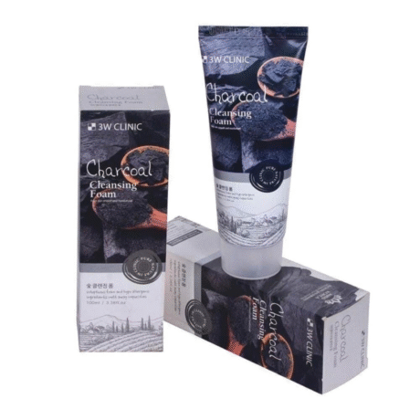 3W Clinic Charcoal Cleansing Foam – Korean Face Cleanser for Oily Skin