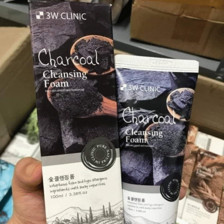 3W Clinic Charcoal Cleansing Foam – Korean Face Cleanser for Oily Skin